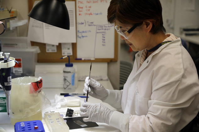 Microbiologist Mi Kang works to identify a strain of E. coli from a specimen in a lab at the Washington State Dept. of Health Tuesday Nov. 3 2015 in Shore