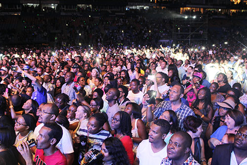 IN THE ZONE... A section of the crowd at the Boyz II Men concert