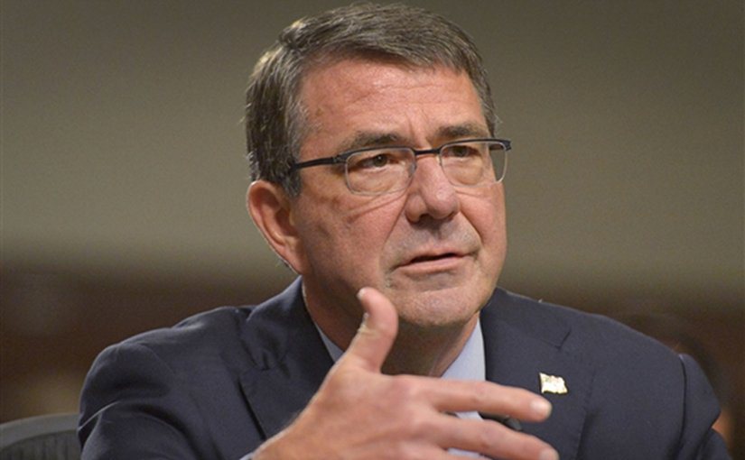 Defense Secretary Ash Carter speaks to members of the Senate Armed Services Committee during testimony on the recently brokered Iranian nuclear deal in Washington D.C