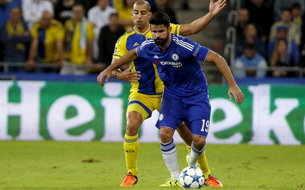 Diego Costa did not have much luck in Haifa