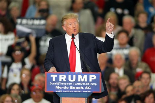 Republican presidential candidate Donald Trump speaks during a campaign event at the Myrtle Beach Convention Center on Tuesday Nov. 24 2015 in Myrtle Beach S.C