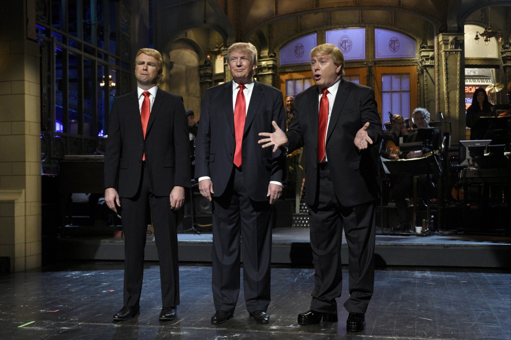 Taran Killam Donald Trump and Darrell Hammond during the monologue