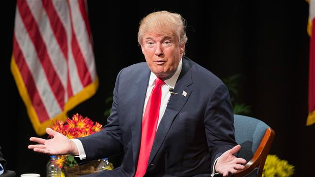 Republican US presidential candidate Donald Trump speaks during a campaign stop at Des Moines Area Community College Newton Campus