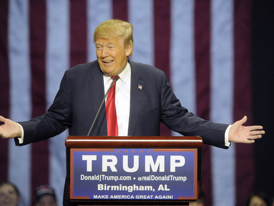 Donald Trump speaks during a campaign stop Saturday Nov. 21 2015 in Birmingham Ala