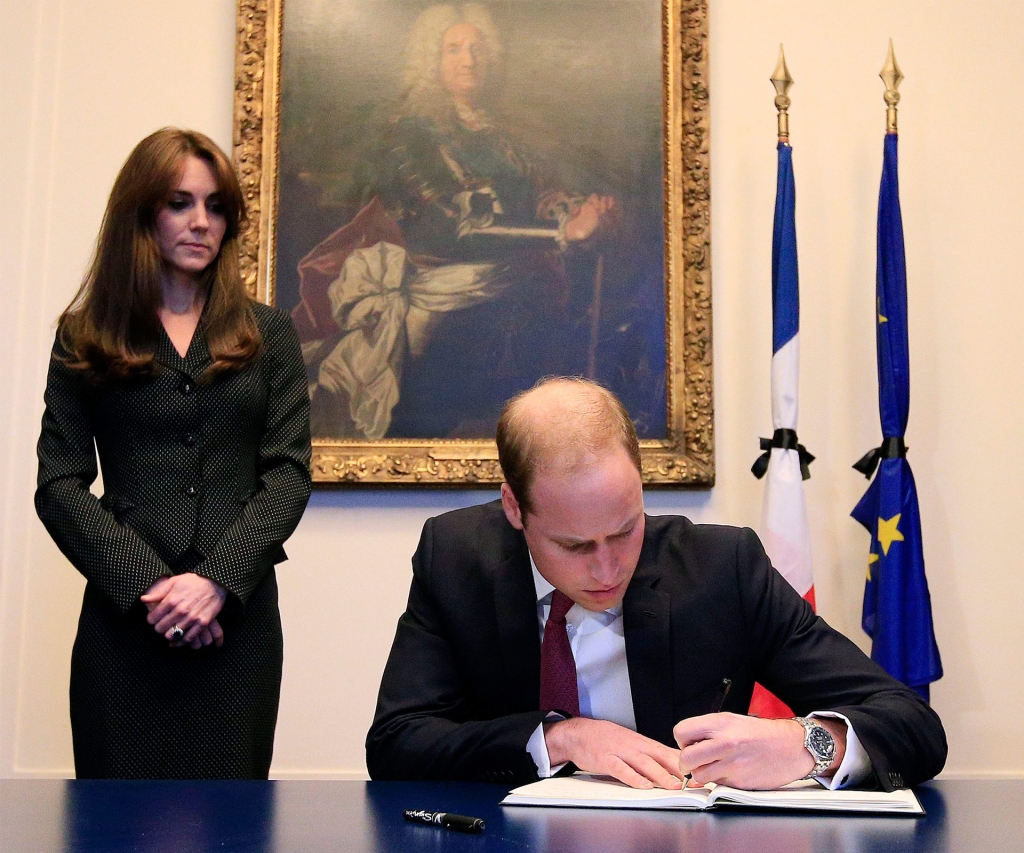 Prince William and his wife Duchess Catherine paid their respects to the victims of the Paris terrorist attacks on Tuesday