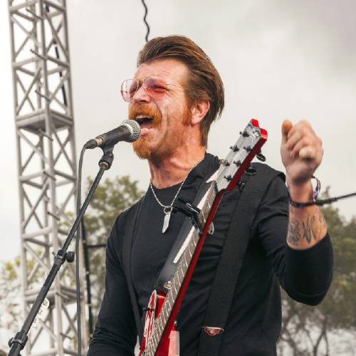 Jesse Hughes of Eagles of Death Metal performs at Riot Fest & Carnival in Douglas Park in Chicago. Hughes was scheduled to perform Friday Nov. 13 2015 with the band at the Bataclan concert hall in Par