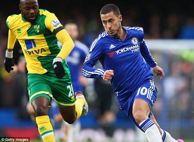 Eden Hazard operated centrally behind Diego Costa in Chelsea's 1-0 win over Norwich on Saturday