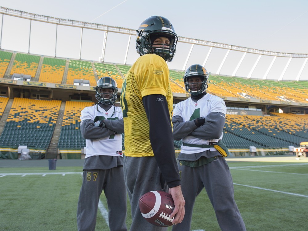 The CFL West Division final between the Calgary Stampeders and the Edmonton Eskimos kicks off at 2:30 p.m. on Nov. 22 2015. Wide receiver Derel Walker quarterback Mike Reilly and slotback Adarius Bowman are expected to be key pieces of the Eskimos offen