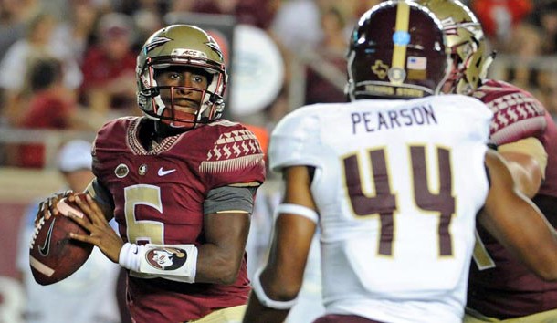 Sep 5 2015 Tallahassee FL USA Florida State Seminoles quarterback Everett Golson looks to throw the ball during the first half of the game against the Texas State Bobcats at Doak Campbell Stadium. Mandatory Credit Melina Vastola-USA TODAY Sports