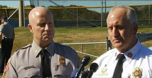 Fairfax County Police Chief Edwin Roessler left and Fire Chief Richard Bowers