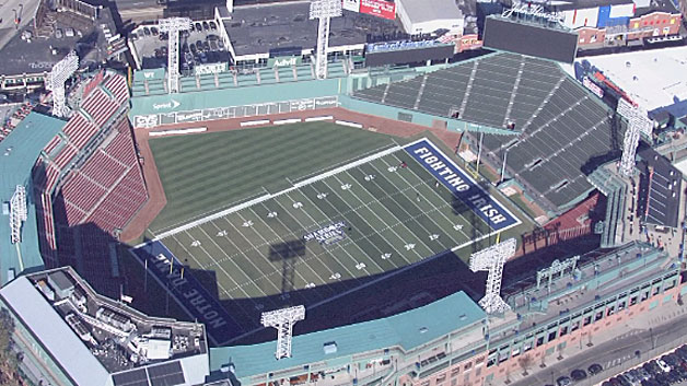 Fenway Park has been transformed into a football field for Saturday's Notre Dame Boston College game