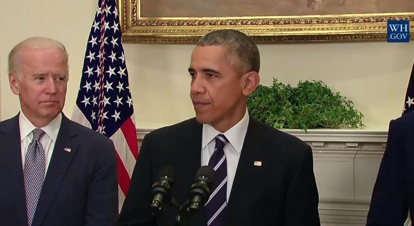 Screen Grab Barack Obama making the announcement to reject the pipeline