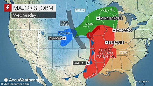 In harms way Residents from Iowa and Illinois to northern Mississippi and central Texas will remain on alert for potentially damaging thunderstorms to erupt Wednesday