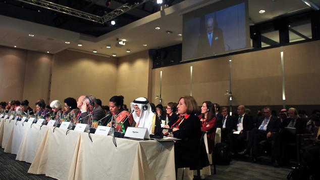 Foreign and environment ministers attend a meeting to prepare the way for the climate conference's final negotiations in Paris France