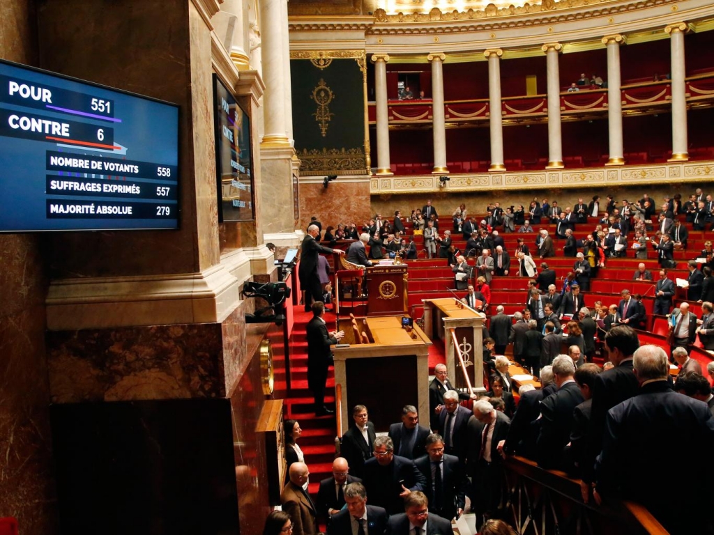 Members of the National Assembly in Paris after voting to extend the state of emergency for three months