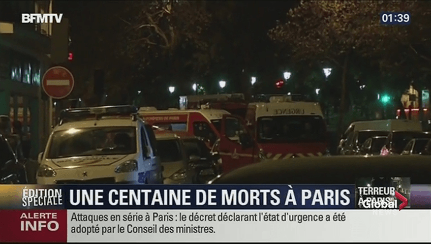 Gunfire rings out around Bataclan concert hall in Paris as police confront hostage-takers