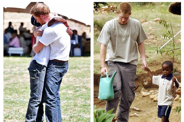 Harry hugs 15-year-old Mutsu Postane whom he last saw as a four-year-old right