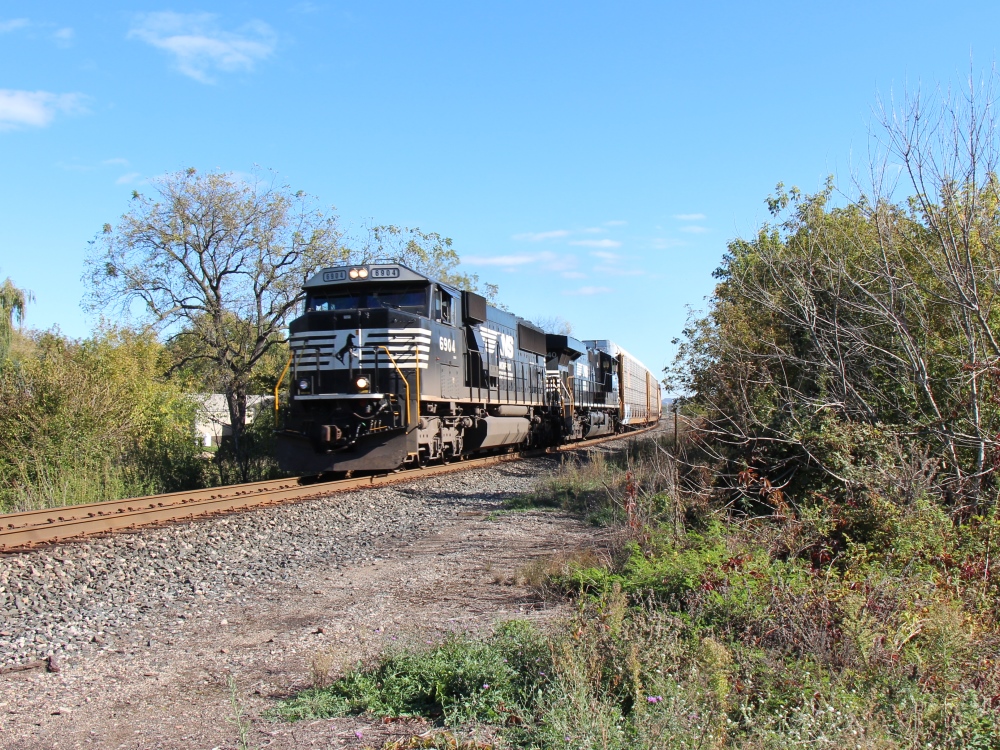 Heading north? A Norfolk Southern freight train passes Winona on Canadian Pacific's line from Chicago to Minneapolis