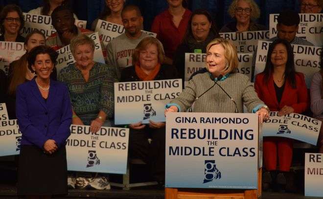 Hillary Clinton and Gina Raimondo speak at Rhode Island College