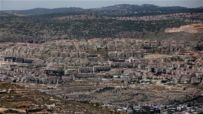 A general view of the illegal settlement of Beitar Illit built in front of the Palestinian occupied West bank village of Nahalin