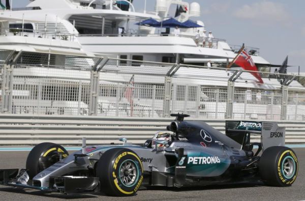 Mercedes driver Lewis Hamilton of Britain steers his