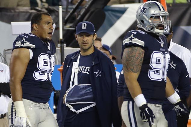 Tony Romo won’t need surgery on broken collarbone but he’s out for season