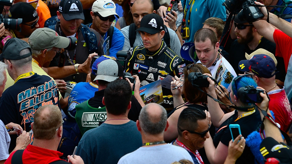 Jeff Gordon in the middle of the throng