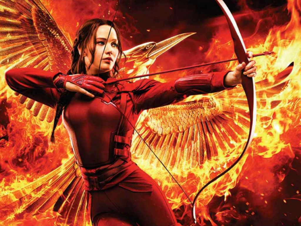 Jennifer Lawrence plays the lead as Katniss Everdeen in The Hunger Games franchise