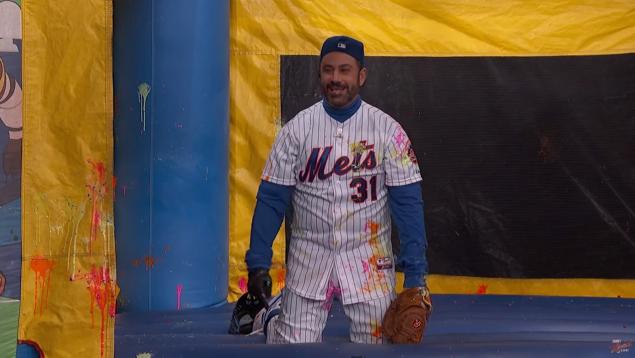 Jimmy Kimmel is in some serious pain after being shot at with paintball guns after losing a bet