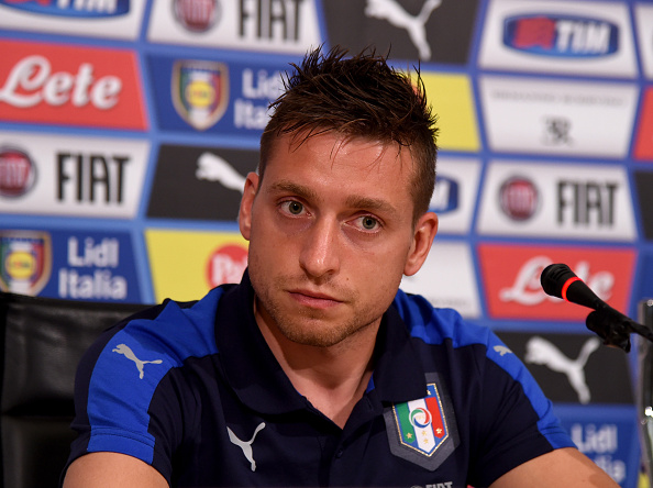 FLORENCE ITALY- NOVEMBER 11 Emanuele Giaccherini of Italy speaks to the media during a press conference at Coverciano