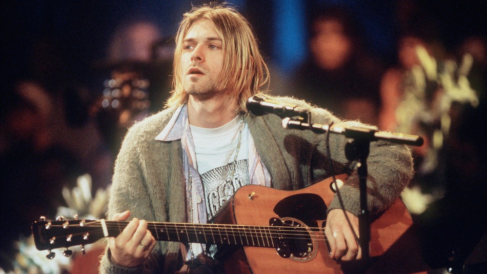 Kurt Cobain of Nirvana performs during the taping of MTV Unplugged at Sony Studios in New York City on Nov. 18 1993. Image Frank Micelotta