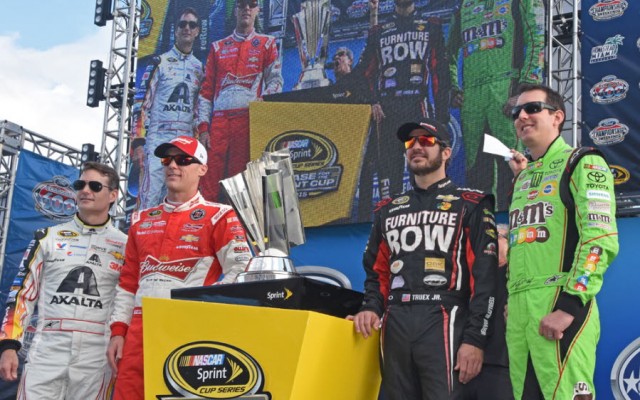 During pre-race introductions championship contenders Jeff Gordon Kevin Harvick Martin Truex