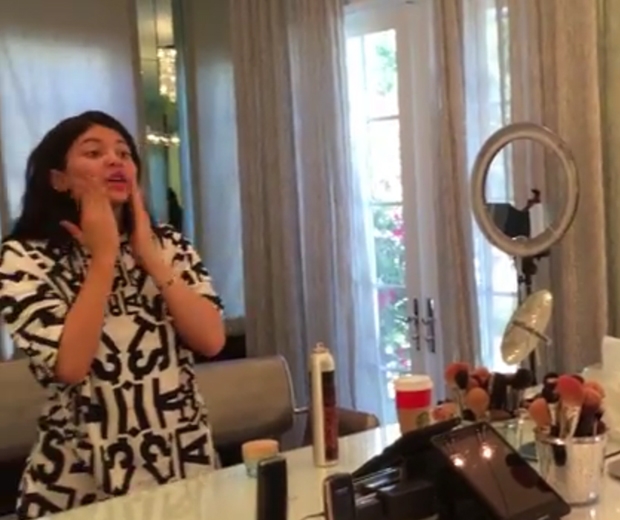 Kylie Jenner kicks off by applying moisturiser