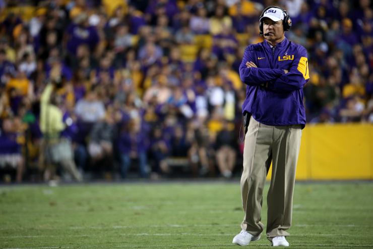 LSU head coach Les Miles suffered another defeat to Arkansas.                    Getty