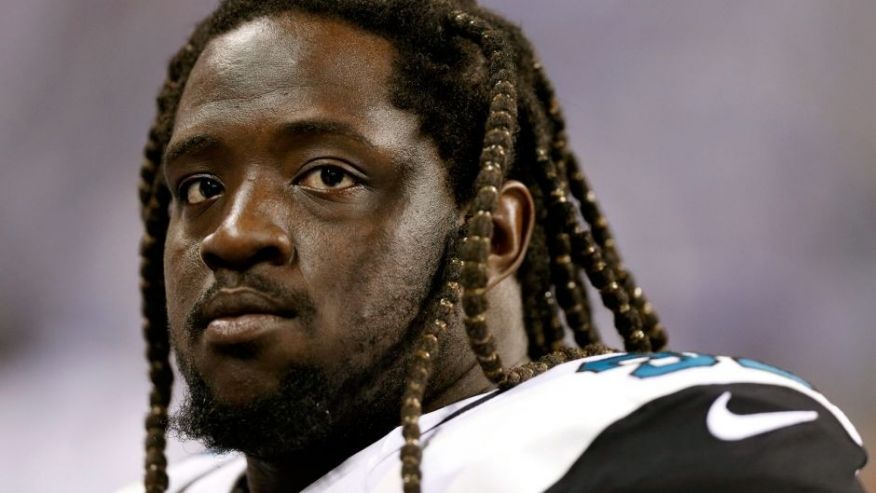 INDIANAPOLIS IN- NOVEMBER 23 Sen'Derrick Marks #99 of the Jacksonville Jaguars looks on against the Indianapolis Colts during the game at Lucas Oil Stadium