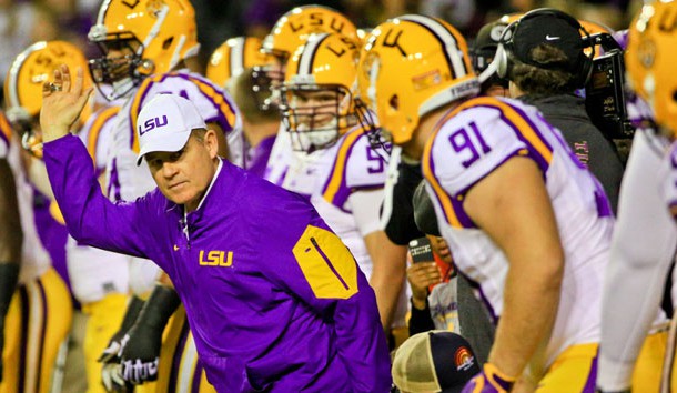 Nov 14 2015 Baton Rouge LA USA LSU Tigers head coach Les Miles before a game against the Arkansas Razorbacks at Tiger Stadium. Mandatory Credit Derick E. Hingle-USA TODAY Sports