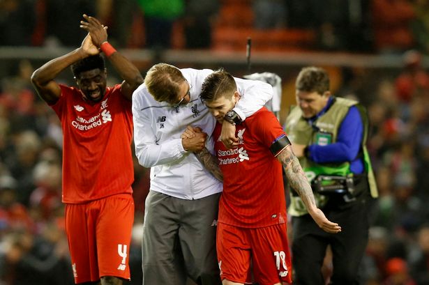 Liverpool manager Jurgen Klopp celebrates at the end of the Chelsea match with his players
Reuters  Philip Brown