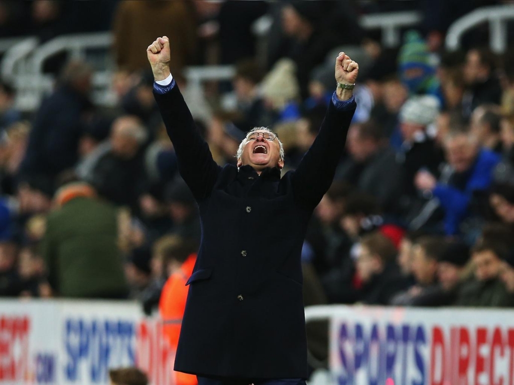 Claudio Ranieri celebrates Leicester City's win at Newcastle United Getty Images