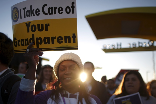 US-minimum WAGE increase nationwide protest Nov 10 2015 Los Angeles