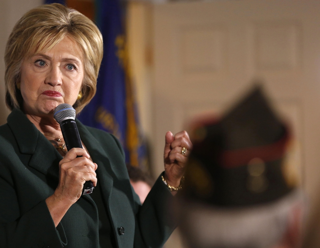 Democratic presidential candidate Hillary Rodham Clinton speaks during a campaign stop at the VFW Post Tuesday Nov. 10 2015