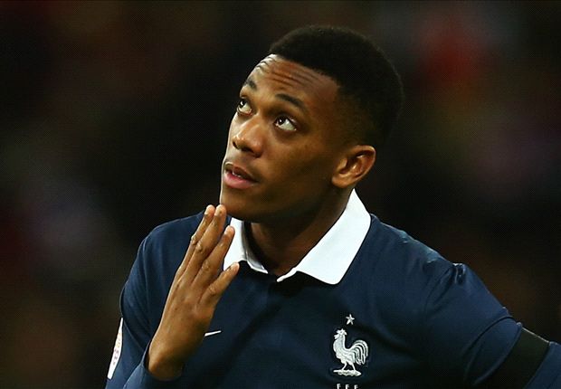 Manchester United forward Anthony Martial was forced off with an ankle injury during France's defeat to England on Tuesday evening