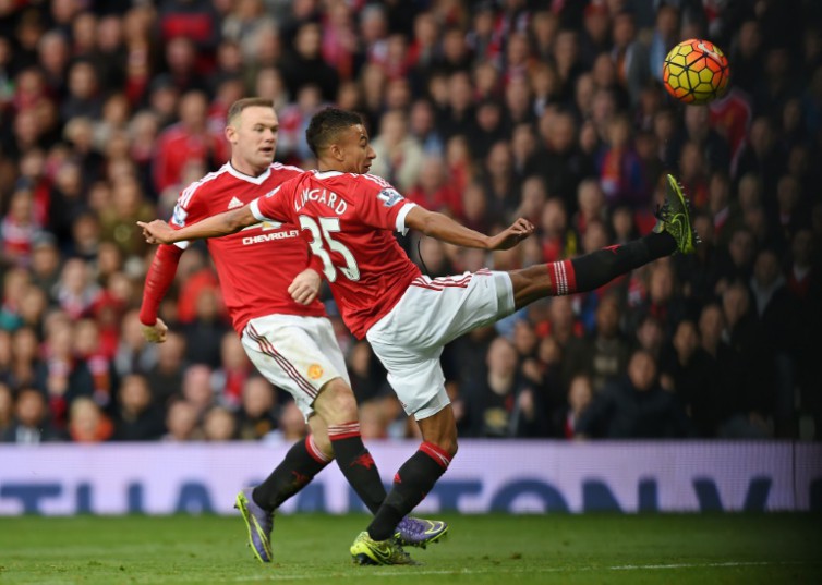 AFP  File  Paul Ellis Manchester United midfielder Jesse Lingard takes an unsuccessful shot at goal during the Premier League match against Manchester City at Old Trafford