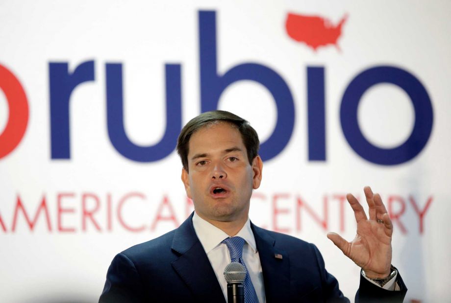 Republican presidential candidate Marco Rubio speaks in Boulder Colo. Rubio’s “lean” presidential campaign is putting on weight. By every measure the Florida senator’s bid for the Republican nomination