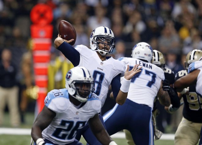 Tennessee Titans quarterback Marcus Mariota passes in the first half of an NFL football game against the New Orleans Saints in New Orleans Sunday Nov. 8 2015