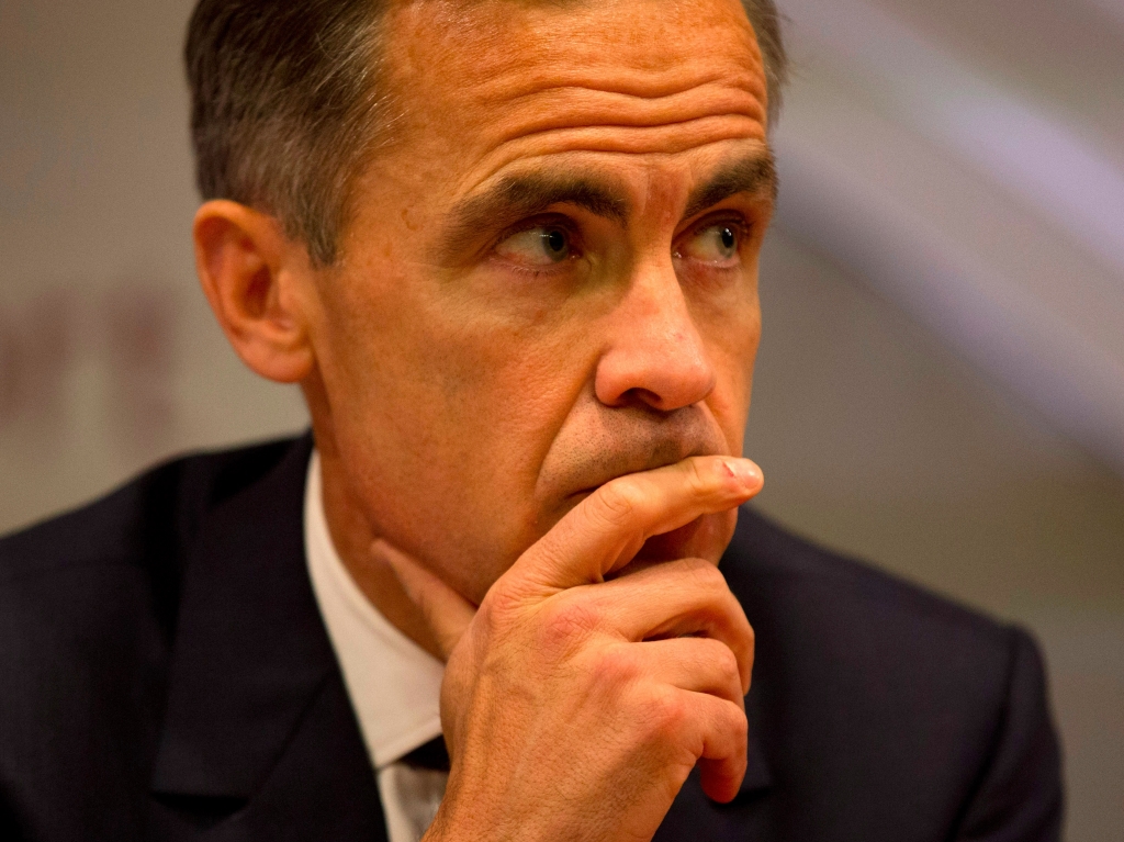 Mark Carney the Governor of the Bank of England speaks during a press conference as he presents the quarterly inflation report at the Bank of England in the City of London