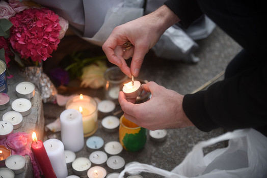 Memorials made at various locations following Paris attacks