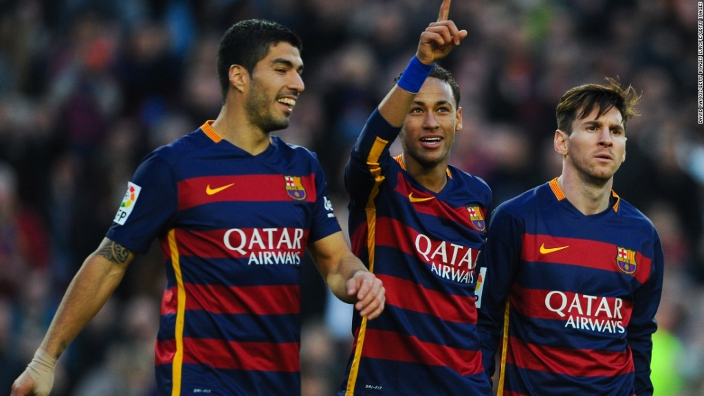 Neymar, Luis Suarez and Lionel Messi all scored for Barcelona in its 4-0 victory over Real Sociedad