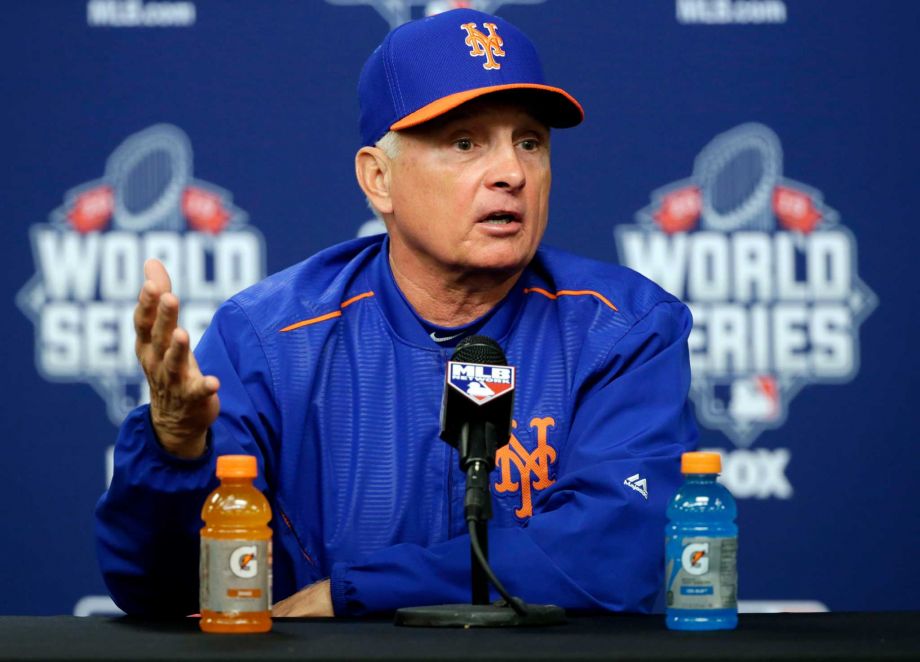 New York Mets manager Terry Collins talks during a news conference before Game 5 of the Major League Baseball World Series against the Kansas City Royals Sunday Nov. 1 2015 in New York. ORG XMIT WS304