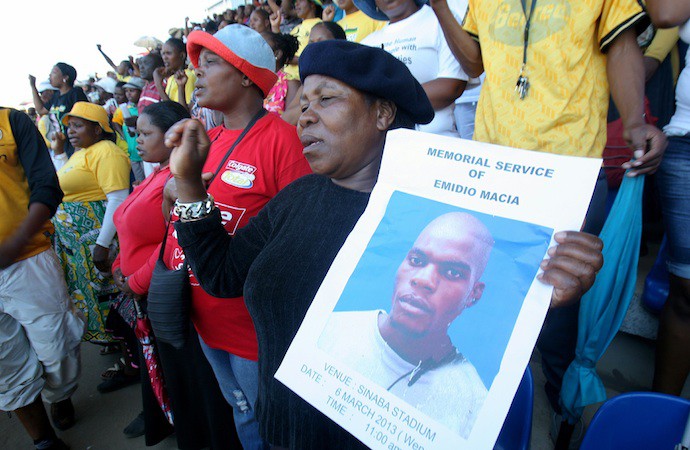 Community members at Mido Macia's memorial last year