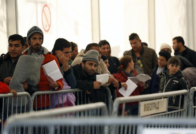 Migrants are seen in Presevo southern Serbia on Nov. 17